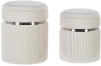 Pouf mit Stauraum rund Samtstoff wei&szlig; 2er Set Sitzhocker Glamour Camdenton