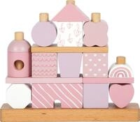 small foot Stapelhaus rosa, kreatives Steck- und Stapelspiel aus hochwertigem Holz,