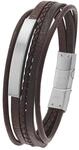 Tom Tailor Identarmband f&uuml;r Herren, Edelstahl und Leder, 20+1,5 cm, braun,