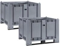 BRB SPAR-SET, 2x Palettenbox mit 2 Kufen, LxBxH 1200x800x850 mm, grau
