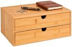 Relaxdays Schubladenbox, Bambus, natur, 2 Schubladen | Mini Kommode, 13,5 x 33 x 21
