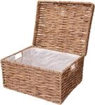 VIVANNO Flechtkorb Kira Regalkorb mit Deckel Wasserhyazinthe 29x41x34 cm | Natur