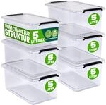 Deuba Aufbewahrungsboxen 6x 5L mit Deckel | Kunststoff, Transparent, Stapelbar,