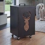 Mendler Pelletbeh&auml;lter HWC-Q30 Hirsch 65x36x36cm - anthrazit | Pelletbox,
