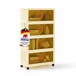 PROREGAL Aufbewahrungsboxen 4 Ebenen, 38 L, Wei&szlig;-Transparent, Stapelboxen mit 1