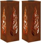 vidaXL Solar LED Weg Licht 2 Stk. Warmes Wei&szlig; 18 x 18 x 50 cm
