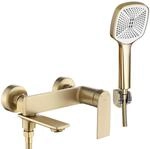 Rea Badewannenarmatur mit Handbrause My1902-3Gg Storm Brushed Gold, Komplettset,