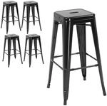 HOMCOM Barhocker 4er Set Stehtisch Hocker Fu&szlig;st&uuml;tze Stapelbar Schwarz 