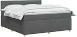 vidaXL Boxspringbett mit Matratze Dunkelgrau 180 x 200 cm Stoff | Angenehmer...