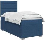 vidaXL Boxspringbett mit Matratze mit Kopfteil Blau 100 x 200 cm Stoff | Stelle...