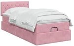 vidaXL Ottoman Bett mit Matratze mit Kopfteil Rosa 90 x 190 cm Samt