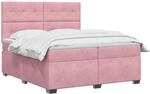 vidaXL Boxspringbett mit Matratze mit Kopfteil Rosa 200 x 200 cm Samt