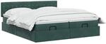 vidaXL Ottoman Bett mit Matratze mit Kopfteil 2 pcs Dunkelgr&uuml;n Samt