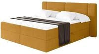 ALTDECOR Boxspringbett mit H4-Matratze Evon - 160x200 - Senfgelb | Lattenrost,