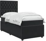 vidaXL LED Boxspringbett mit Matratze Schwarz 90 x 200 cm Samt | Integrierter