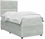 vidaXL LED Boxspringbett mit Matratze Hellgrau 100 x 200 cm Samt | Integrierter