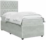 vidaXL Boxspringbett mit Matratze Hellgrau 100 x 200 cm Samt