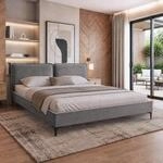 Polsterbett SOMBRA 160x200, Grau-Beige (Wind 21), mit Matratze Mediro Core 