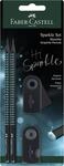Faber-Castell - Schreibset Sparkle Midnight Ocean 4-teilig | Mit 2 Bleistiften,