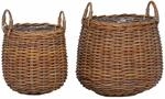 vidaXL Blumentopf K&ouml;rbchen mit Speicher 2 Stk. Naturbraun Kubu Rattan