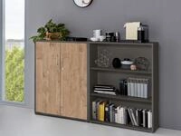 Aktenschrank in Anthrazit Gold Harbor Oak Office Edition abschlie&szlig;bar als