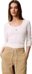 Calvin Klein Damen Ls Woven Label 2x2 Baby Rib Scoo Lv047d218g T-Shirts