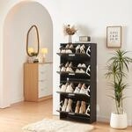 [en.casa] Schuhschrank Sykkylven Schuhkipper mit 4 Klappen Schuhkommode f&uuml;r 16...