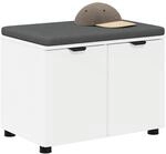 vidaXL Flurbank mit Kissen mit Regal mit Speicher Wei&szlig; 60 x 38 x 46 cm |...