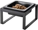Yamazaki 5817 Tower Pet Food Bowl Stand Single, Black, Steel/Ceramic, 15 x 15.5 x 10