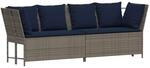 vidaXL Gartensofa mit Kissen Grau Poly Rattan