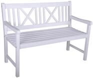 DELUKE Gartenbank Nice 2-Sitzer - 120cm Breit, Eukalyptus, Wei&szlig; | Terrassenbank
