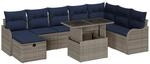 vidaXL Gartensofa-Set 9 STK. Grau Poly-Rattan | Ordnen Sie es nach Belieben an,...
