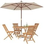 vidaXL Gartenset 5 STK. Braun Massivholz Teak