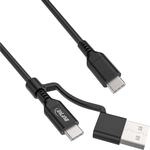 InLine 2-in-1 USB-C Kabel mit USB-A Adapter, Schnellladekabel bis 100W, USB 2.0