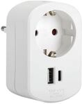 SIMON Kombi-Adapter 30W Schuko 16A + 2 USB A+C Quick Charge, Wei&szlig; | Reiseadapter mit