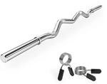 VirtuFit Curlstange Hantelstange 120cm mit Federclip 30mm W-Form Ergonomisch