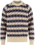 Fj&auml;llr&auml;ven Herren &Ouml;vik Jacquard Knit Sweatshirt, Light Beige/Dark Navy, L