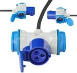 ProPlus Adapterkabel 150cm 3x2,5mm&sup2; von Schuko Stecker nach 1xCEE + 2xSchuko
