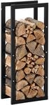 HOMCOM Kaminholzregal Metall Brennholzregal 40 x 25 x 100 cm Schwarz |...