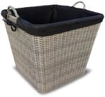 HABAU Feuerholzkorb mit waschbarem Stoffeinsatz, Grau, 55 cm | aus extrem...