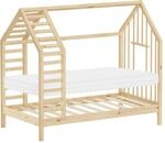 ML-Design Kinderbett 80x160 cm mit Matratze & Lattenrost, Hausbett mit Dach 