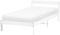 Beliani Holzbett wei&szlig; mit Lattenrost 90x200 cm schlicht Einzelbett...