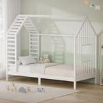 ML-Design Kinderbett 90x200cm mit Lattenrost, Hausbett mit Dach und Fenster 