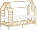 ML-Design Kinderbett 90x200 cm mit Matratze & Lattenrost, Hausbett mit Dach 