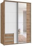 luma-Home 22684/ Schwebet&uuml;renschrank 2-TRG,Eiche Dekor & Abs. Wei&szlig;,Spiegel 