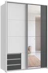 luma-Home 22682/Schwebet&uuml;renschrank 2trg,Wei&szlig;,Grafit,Spiegel,Passepartout 