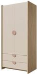 Mirjan24 Kleiderschrank Isenat MD02 mit 2 T&uuml;ren, 2 Schubladen (Puderrosa) 
