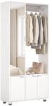 HOMCOM Garderobe Set mit Spiegel, Flurgarderobe Set, 80 x 30 x 169 cm, Wei&szlig; 