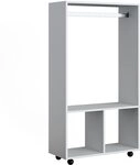 Vicco Kleiderschrank Sydney, Wei&szlig;, 70 x 128 cm | auf Rollen f&uuml;r flexible...