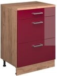 Vicco Erweiterungskommode Rion, Rot Hochglanz/Eiche, 60 x 46 cm | Robuste Front...